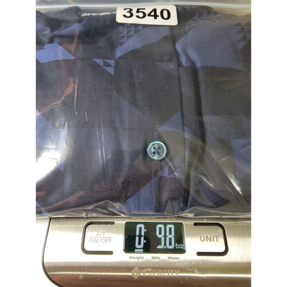 Men's Bugatchi Uomo Shaped Fit Navy Blue Geometric Long Sleeve Shirt - Large - Picture 8 of 8